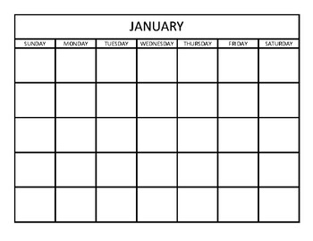 Preview of Fill in the Blank Printable Monthly Calendars for Student or Teacher Use