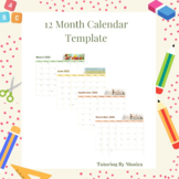FREE 12 Month Calendar Template