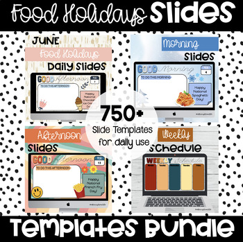 Preview of 12 Month Food Holidays Daily Agenda Google Slides Templates BUNDLE