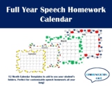 12 Month Homework Calendar Template