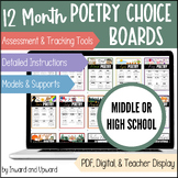 12 Month POETRY CHOICE BOARDS | 10+ Types of Poetry | Digi