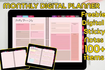 Preview of 12 Monthly Digital Planner with Hyperlinks each pages for easy access