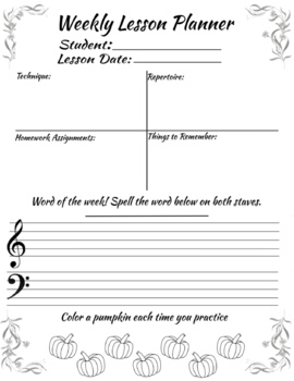Preview of 12 Monthly Themed Assignment Sheets for Piano Lessons