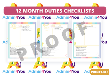 Preview of 12 Months Complete Set Duties Checklists