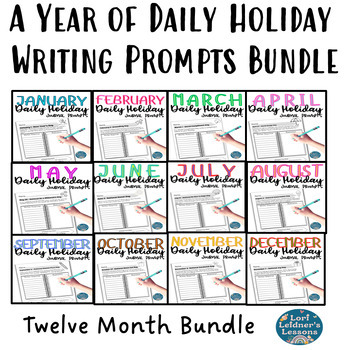 12 Month Daily Holiday Writing Prompts Bundle * Year Long * Morning Work