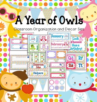 Preview of Owls Editable Classroom Organization Set (US & Canadian)