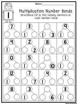 12 multiplication number bonds worksheets fill in the missing numbers 2nd 4th