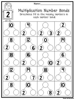 12 multiplication number bonds worksheets fill in the missing numbers 2nd 4th