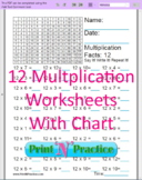 12 Multiplication Worksheets With Multiplication Chart, Pa