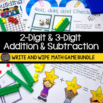Preview of 2-Digit Addition & 3-Digit Addition and Subtraction Games - 2nd Grade Math Games