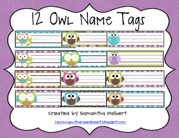 12 owl desk name tags by samantha halbert teachers pay teachers