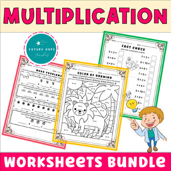 Preview of 12 Pages Of Multiplication Worksheets That Get Students To Practice In A Variety