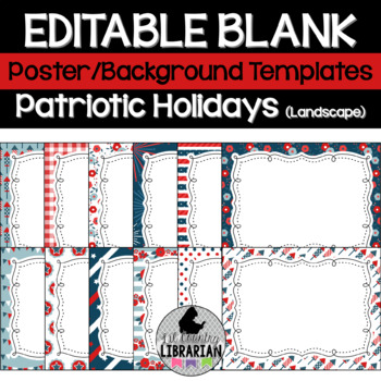 Preview of 12 Patriotic Holidays Editable Poster or Background Templates PPT or Slides™