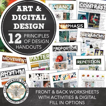 Preview of 12 Principles of Design Worksheets, Introduction to Design, Digital Art Class
