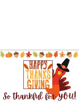 Preview of 12 Printable Happy Thanksgiving Cards CUTE Thank You & Grateful Greeting Turkey