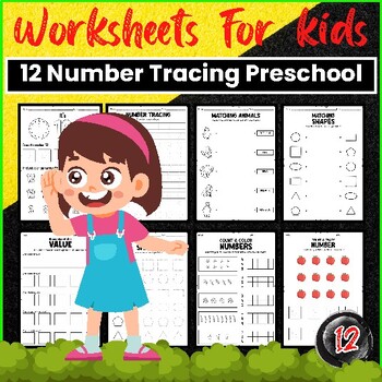 Preview of 12  Printable Number Tracing Preschool Worksheets