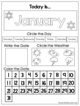 12 Printable Preschool Calendar Worksheet Pages. by Zupporter Kidz