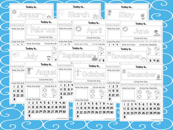 12 Printable Preschool Calendar Worksheet Pages Month Day Date Weather