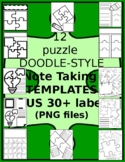 12 Puzzle Themed Doodle-Style NoteTaking Templates &30+ La