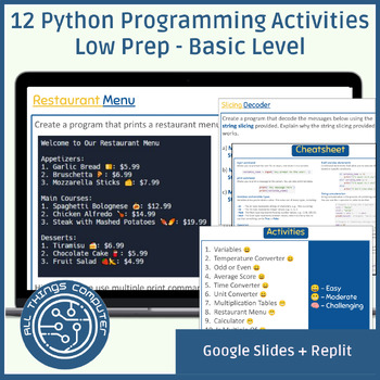 Preview of Python Computer Coding Activities Computer Science for Beginners