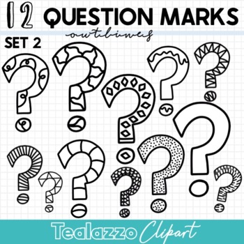 question marks clipart black and white