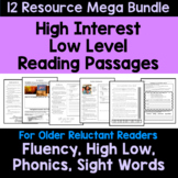 Preview of 12 Resource Mega Bundle High Low Reading Comprehension AND Fluency Work