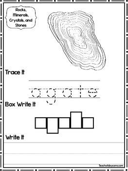 Preview of 14 Rocks, Minerals, Cyrstals, and Stones Worksheets. PreK-Elementary Geology.