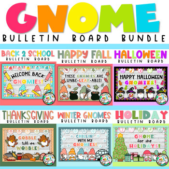 Preview of 12 SEASONAL Gnome Bulletin Boards | Gnome Decor Bundle | Holiday Gnomes