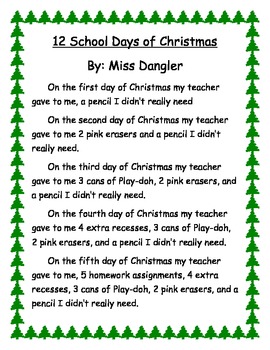 12 School Days Of Christmas Poem By Crystal Dangler 