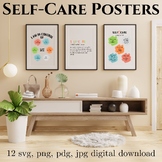 12 Self-Care Posters/Images---Color Coordinating PDF, PNG,
