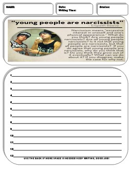 Preview of 12 Societal/Cultural Issues Writing Prompt Sheets Pack 1