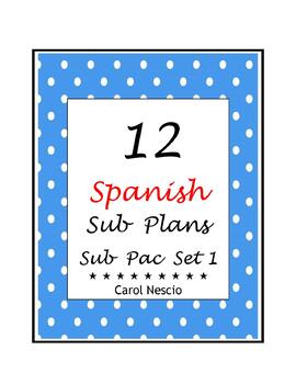 Preview of 12 Spanish Sub Plans ~ Sub Pac Set 1