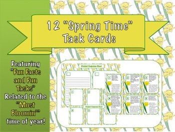 Preview of 12 Spring Task Cards: "Fun Facts" + "Fun Tasks" for Students of All Grades!