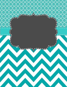 12 Teal Binder Covers, Spine and Back Covers (editable) by Sinduja Baveen