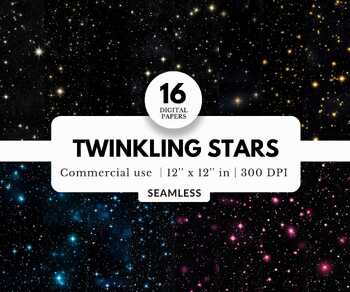 Preview of Free Twinkling Stars Digital Papers, Tileable Patterns, Space Backgrounds