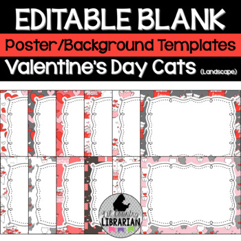 Preview of 12 Valentine's Day Cats Editable Poster Background Templates PPT or Slides