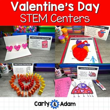 Preview of Valentine's Day STEM Centers Valentine's Cards, Creativity, Coding, Hearts