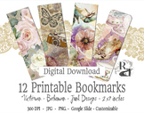 12 Victorian Peach Flowers Digital Bookmarks - Bohemien, S