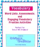 12 Vocabulary Lists Fill-in Blanks Assessments Activities 3rd 4th Grade