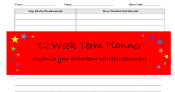 Preview of 12 Week Term Planner with Overview