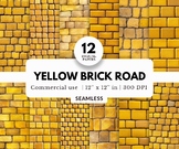 12 Yellow Brick Road Digital Papers, Tileable Pattern, The