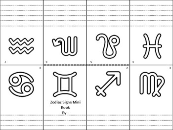 Preview of 12 Zodiac Signs Mini Books, Picture Writing, Back to School Week Activity