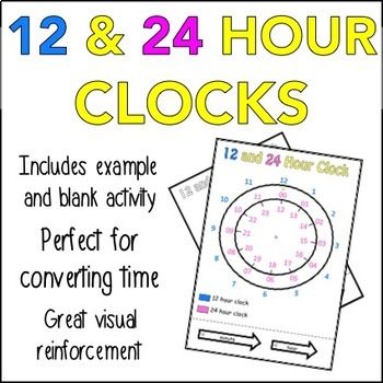 12 And 24 Hour Clock By The London Teacher Teachers Pay Teachers