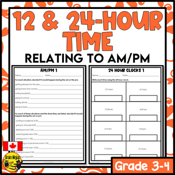 12 And 24 Hour Clocks Worksheets Grade 4 By Brain Ninjas Tpt