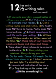 12 and a half rules of writing - fun writing poster