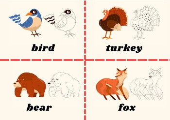 Preview of 12 animal cards to print out, learning cards animals for children, forest animal