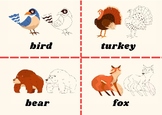 12 animal cards to print out, learning cards animals for c