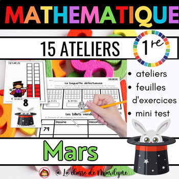 Preview of 15 ateliers mathématiques 1re  les nbr de  1 à 80 mars