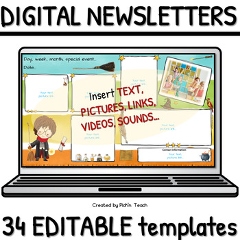 12 classroom NEWSLETTER templates for GOOGLE DRIVE™ - Harry Potter fans #5