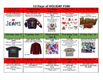 Preview of 12 days of Holiday Fun (editable resource)